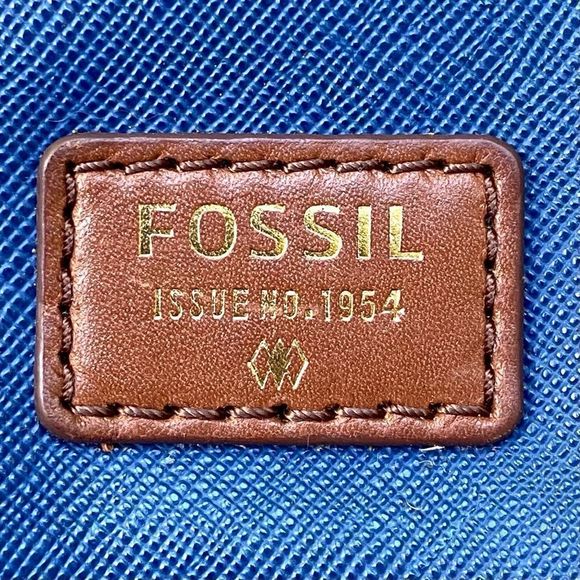 FOSSIL Ava Shopper Blue Shoulder Zipper Tote - Picture 3 of 14